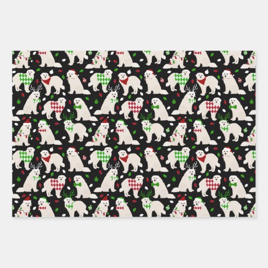 Weihnachten Große Pyrenäen Hunde Geschenkpapier Set (Vorderseite 3)