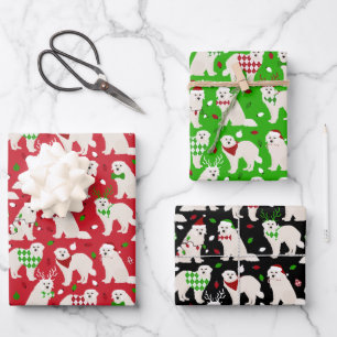 Weihnachten Große Pyrenäen Hunde Geschenkpapier Set