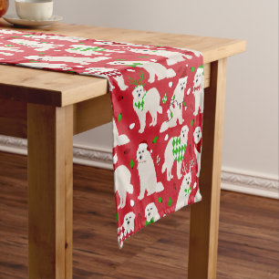 Weihnachten Große Pyrenäen Hunde Kurzer Tischläufer
