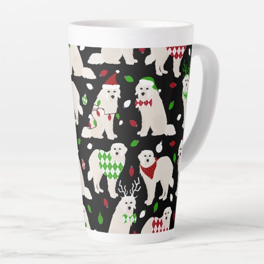 Weihnachten Große Pyrenäen Hunde Latte Tasse (Rechte Ecke)