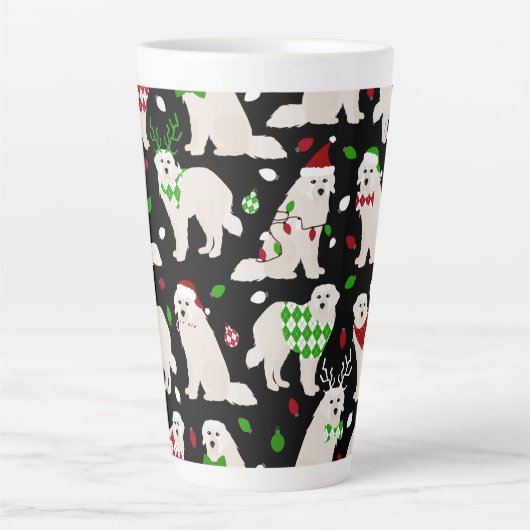 Weihnachten Große Pyrenäen Hunde Latte Tasse (Vorderseite)