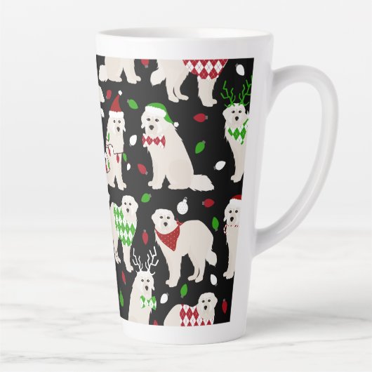 Weihnachten Große Pyrenäen Hunde Latte Tasse (Rechts)