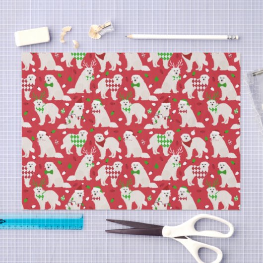 Weihnachten Große Pyrenäen Hunde Seidenpapier (Handwerk)
