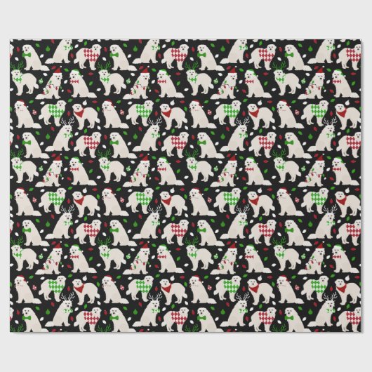 Weihnachten Große Pyrenäen Hunde Wrapping Paper Geschenkpapier (Flach)