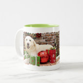 Weihnachten - große Pyrenäen Labrador X - teigig Zweifarbige Tasse (Vorderseite Links)