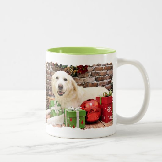 Weihnachten - große Pyrenäen Labrador X - teigig Zweifarbige Tasse (Rechts)
