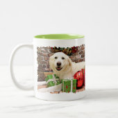 Weihnachten - große Pyrenäen Labrador X - teigig Zweifarbige Tasse (Links)