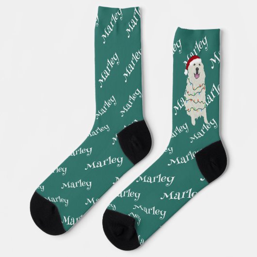 Weihnachten Große Pyrenäen Socken (Linkes Detail)