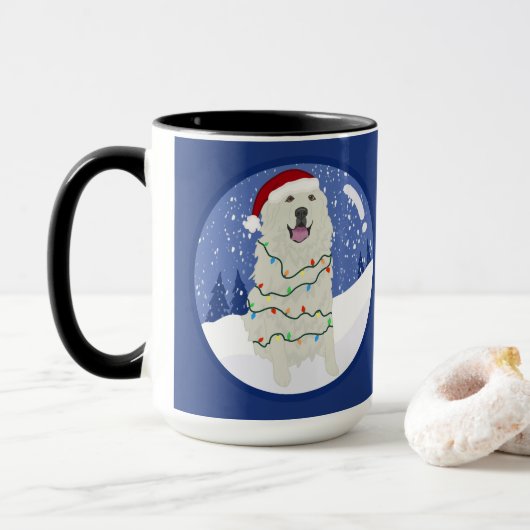 Weihnachten Große Pyrenäen  Tasse (Mit Donut)