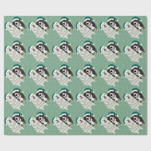 Weihnachten Große Pyrenäen und Berner Hund Geschenkpapier (Flach)