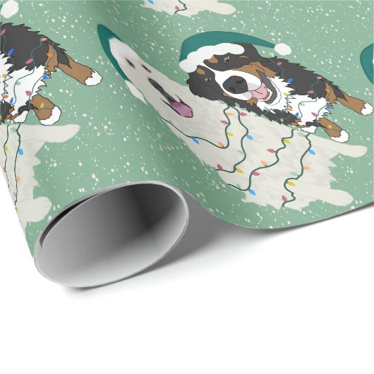 Weihnachten Große Pyrenäen und Berner Hund Geschenkpapier (Rolleneckpunkt)