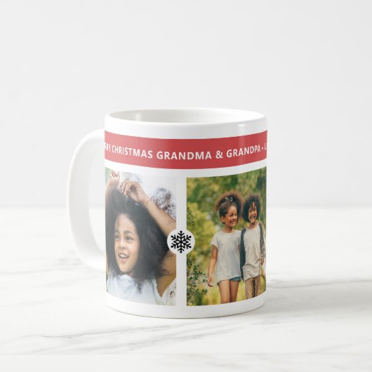 Weihnachten Großeltern 3 Fotos Kaffeetasse (Vorderseite Links)