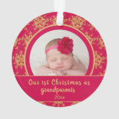 Weihnachten Großeltern Pink Gold Foto Ornament (Rückseite)