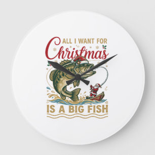 Weihnachten Großer Fisch Barsch Weihnachtsmann Boo Große Wanduhr
