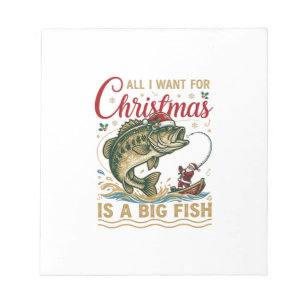 Weihnachten Großer Fisch Barsch Weihnachtsmann Boo Notizblock