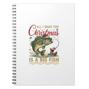 Weihnachten Großer Fisch Barsch Weihnachtsmann Boo Notizblock