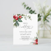 Weihnachten Grün & Berry Hochzeit Einladung (Stehend Vorderseite)