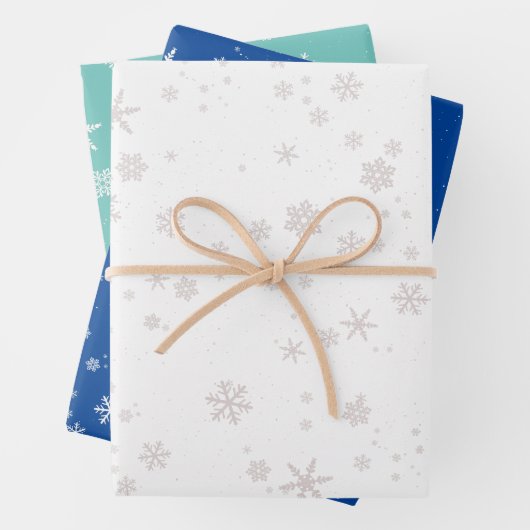 Weihnachten Grün Blau Weiße Schneeflocke Geschenkpapier Set (Beispiel)