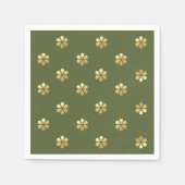 Weihnachten Grün & Blütengolden Serviette (Vorderseite)