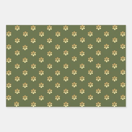 Weihnachten Grün & Gold Daisy Geschenkpapier Set (Vorderseite 3)