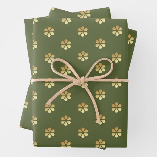 Weihnachten Grün & Gold Daisy Geschenkpapier Set (Beispiel)