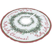 Weihnachten, Grün, Rot, Holly Jolly Polyester Weihnachtsbaumdecke (Schrägansicht)