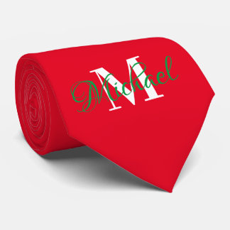 Weihnachten Grün & Rot Monogrammiert Necktie Krawatte