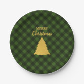 Weihnachten Grün & Schwarz Buffalo Karierten Weihn Pappteller (Vorderseite)