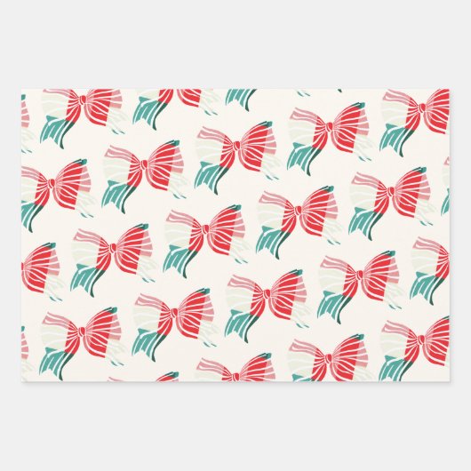 Weihnachten Grün und Rot Kariert getickt mit Bow U Geschenkpapier Set (Vorderseite)