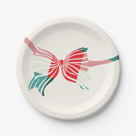 Weihnachten Grün und Rot Kariert getickt mit Bow U Pappteller (Vorderseite)