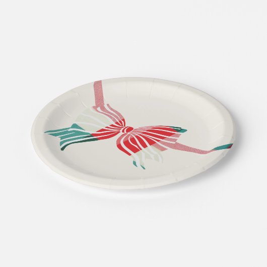 Weihnachten Grün und Rot Kariert getickt mit Bow U Pappteller (Schrägansicht)