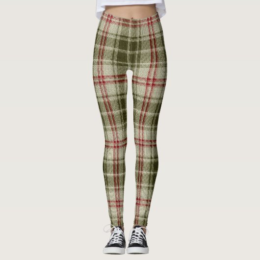 Weihnachten Grün und Rot Leggings (Vorderseite)