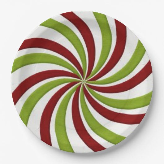 Weihnachten Grün und Rot Peppermint Candy Pappteller (Vorderseite)