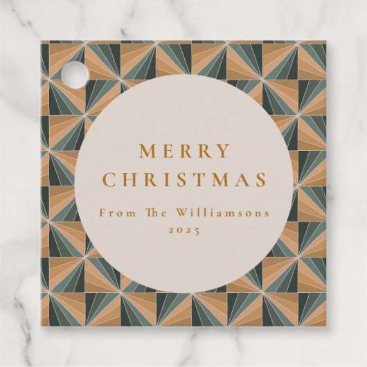 Weihnachten Grün Vintag Art Deco Custom Holiday Geschenkanhänger (Vorderseite)