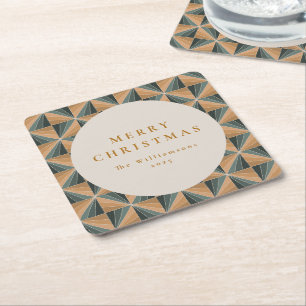 Weihnachten Grün Vintage Art Deco Maßgeschneiderte Rechteckiger Pappuntersetzer
