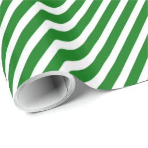Weihnachten Grün & Weiß Diagonal Candy Cane Stre Geschenkpapier