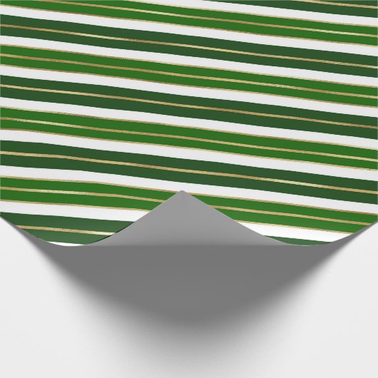 Weihnachten - Grün, Weiß und Gold Fohlen - Streife Geschenkpapier (Ecke)