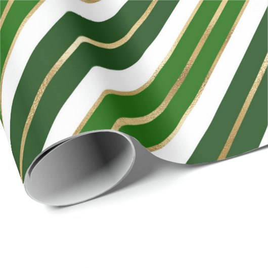 Weihnachten - Grün, Weiß und Gold Fohlen - Streife Geschenkpapier (Rolleneckpunkt)