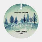 Weihnachten Grüne Bergkiefern Bäume Außenbereich P Ornament Aus Glas (Rückseite)