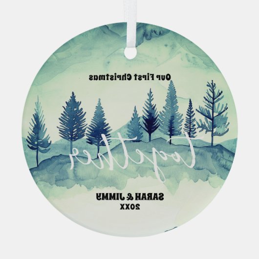 Weihnachten Grüne Bergkiefern Bäume Außenbereich P Ornament Aus Glas (Rückseite)