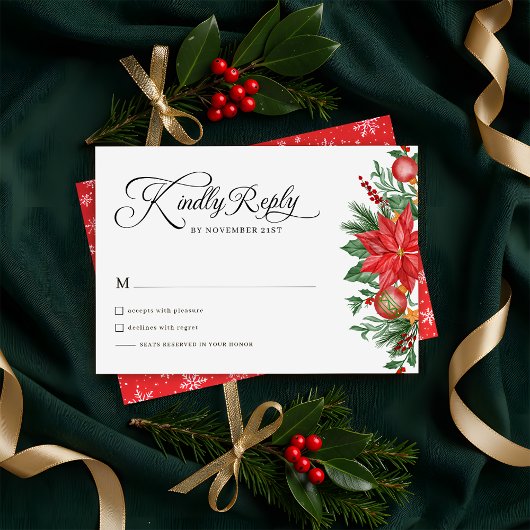 Weihnachten Grüne Blumenstrauß Hochzeit RSVP Karte