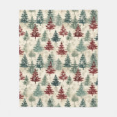 Weihnachten Grüne Burgund Wasserfarbenwald Bäume Fleecedecke (Vorderseite)