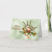 Weihnachten Grüne Chickadee Grüne Wasserfarbe (Vorderseite)