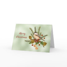 Weihnachten Grüne Chickadee Grüne Wasserfarbe