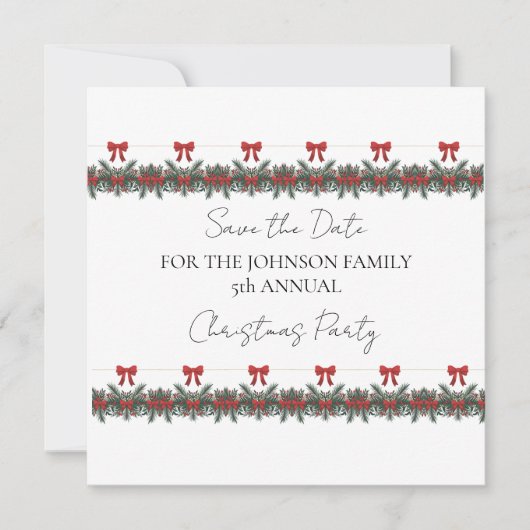 Weihnachten Grüne Garland Red Rows Gold Akzent Einladung (Vorderseite)