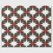 Weihnachten Grüne Garland Red Rows Gold Akzent Geschenkpapier (Flach)