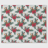 Weihnachten Grüne Garland Red Rows Gold Akzent Grü Geschenkpapier (Flach)