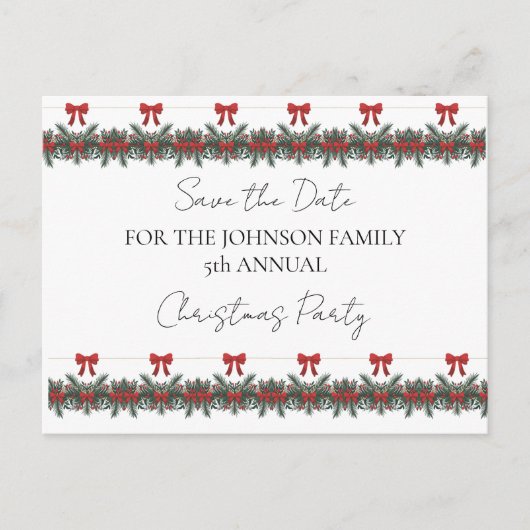 Weihnachten Grüne Garland Red Rows Gold Akzent Postkarte (Vorderseite)