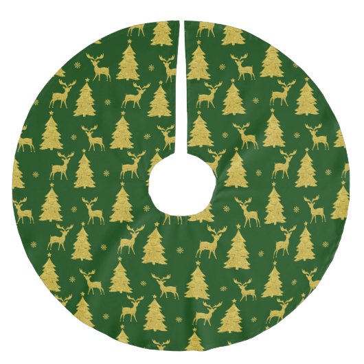 Weihnachten Grüne Goldmedaille Rentier Xmas Tree S Polyester Weihnachtsbaumdecke (Vorderseite)