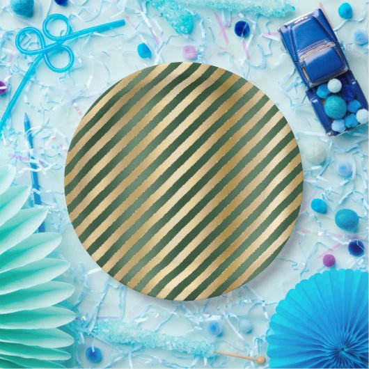 Weihnachten Grüne Goldstreifen Wasserfarbe Pappteller (Party)